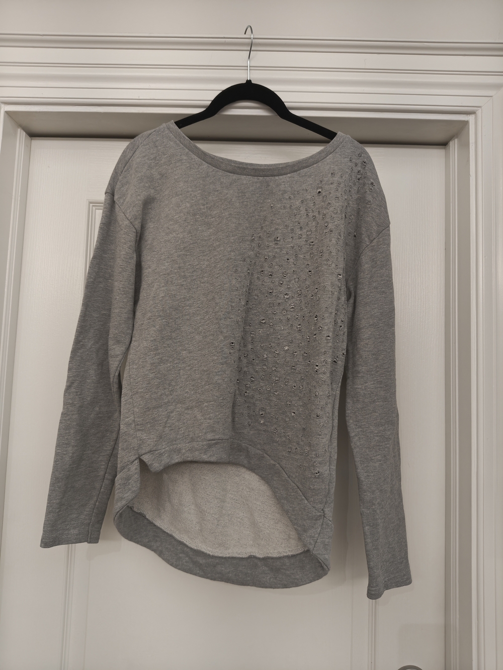 Y2K H&M Gray Embellished High-Low Sweatshirt